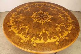 An inlaid walnut Italian style library table, width 130 cm.   CONDITION REPORT:  Good condition,