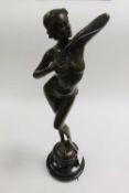 After Milo - Bronze study of a lady wearing a bikini, on marble socle, height 57 cm.   CONDITION