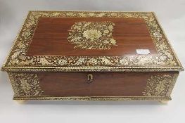 A nineteenth century rosewood inlaid ivory table box, width 49 cm.   CONDITION REPORT:  Mostly