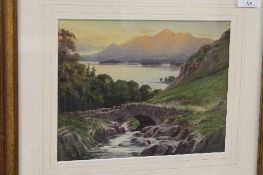 Edward Horace Thompson : 'Ashness Bridge, towards Skiddaw', watercolour, signed, 19 cm x 24 cm,