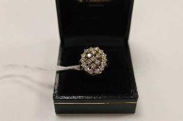 A twenty-one stone diamond cluster ring.   CONDITION REPORT:  Good condition of the diamonds, the