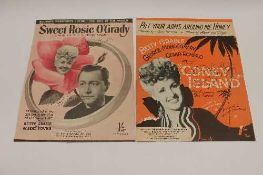 Two signed music sheets - Betty Grable, 'Put your arms around me honey' and 'Sweet Rosie O'Grady',