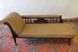 A late Victorian chaise longue, length 168 cm. CONDITION REPORT: Good condition, would benefit