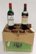 One bottle Mouton Cadet, Bordeaux, 1972, together with nine other various red wines. (10)