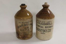 Two advertising stoneware flagons - County Bottling Co. Birtley 1925 and G.Gledhill Botanical Brewer