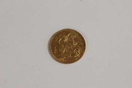 A gold full sovereign - 1909. CONDITION REPORT: Good condition.
