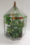 Two copper-finished and leaded glazed terrarium cabinets. (2) CONDITION REPORT: Good condition,