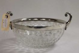 A silver mounted cut-glass fruit bowl, Birmingham 1901. CONDITION REPORT: Excellent condition,