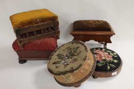 Five late Victorian footstools. (5) CONDITION REPORT: Good condition, time aged wear but mostly