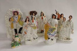 A collection of eight nineteenth century Staffordshire figures. (8) CONDITION REPORT: Condition