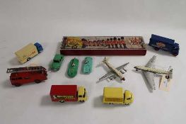 A Dinky Supertoys Guy Ever Ready van, together with A Dinky Fire Engine, three Corgi advertising