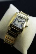 A Cartier 18ct yellow gold lady's 'Francaise' tank watch, serial number 2385 CC875607. CONDITION