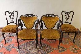 A pair of Victorian mahogany salon tub chairs, together with the matching pair of single chairs. (4)