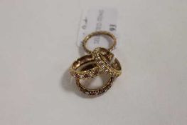 Four 9ct gold eternity rings. (4) CONDITION REPORT: Good condition, set with cubic zirconia, two