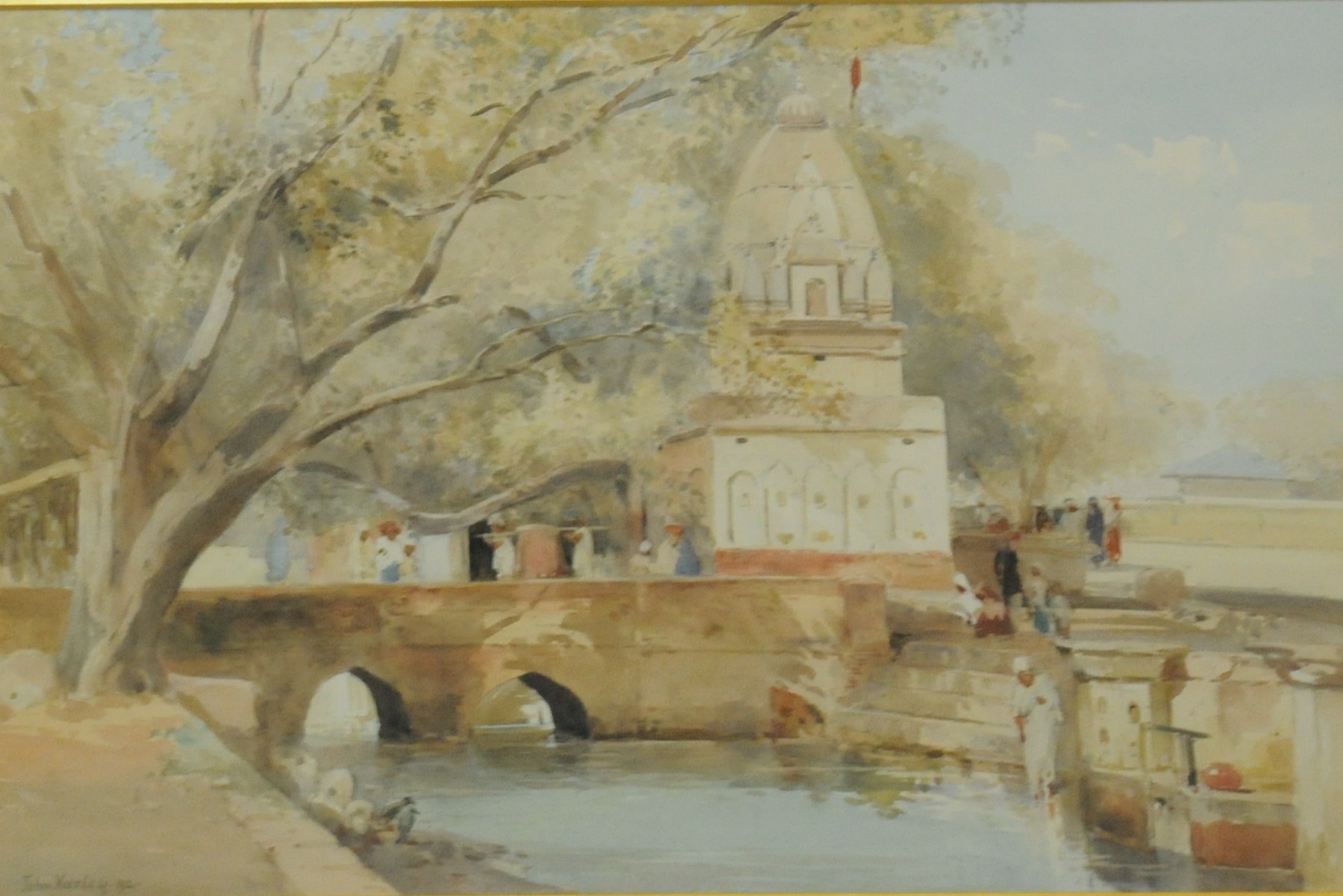JOHN VARLEY JUNIOR.
Indian temple on a river.
Watercolour. 13½" x 20½".
Signed & dated (18)92.