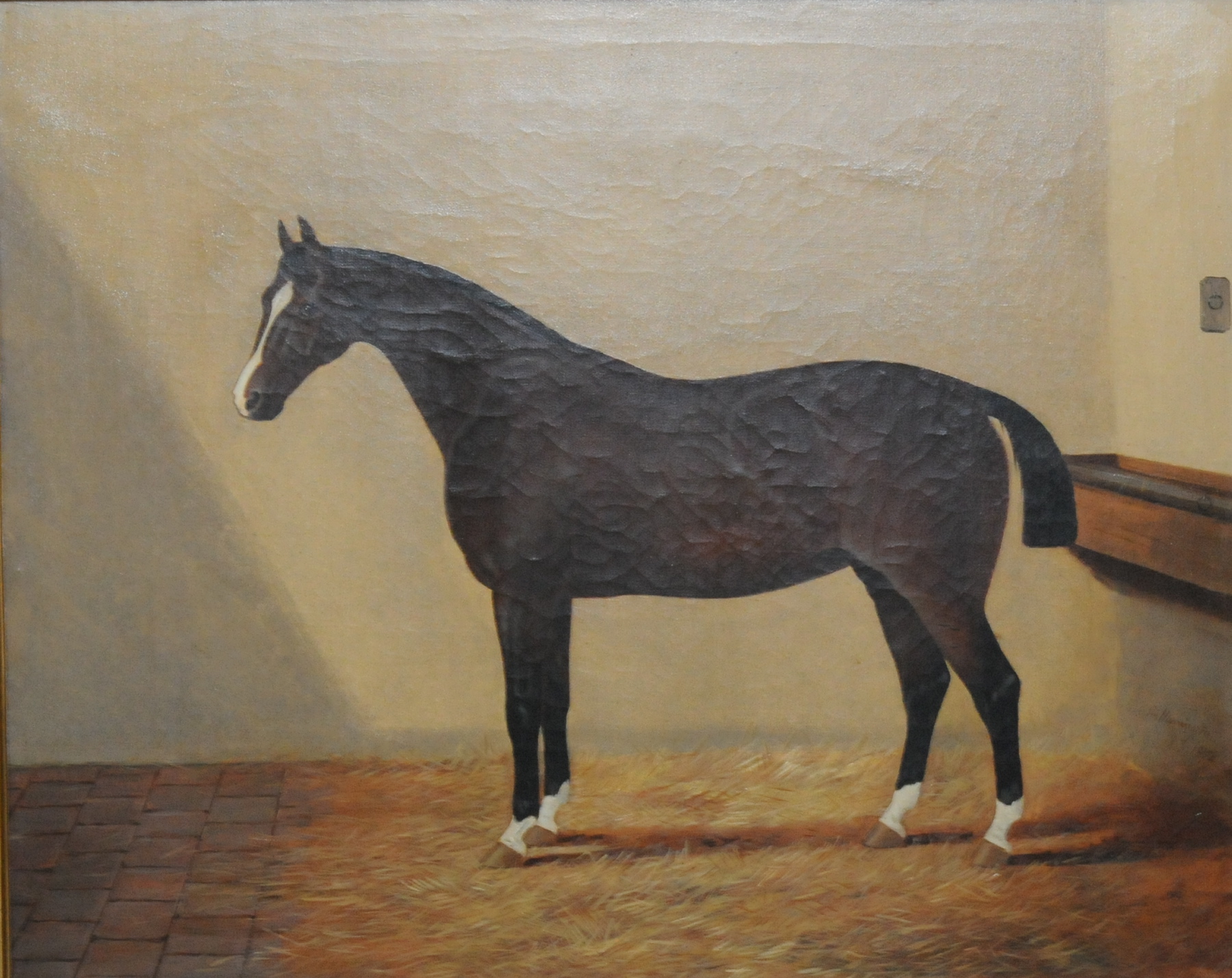 ROBERT HARRINGTON.
Horse in a stable.
Oil on canvas. 13¾" x 21".
Signed & dated 1892.