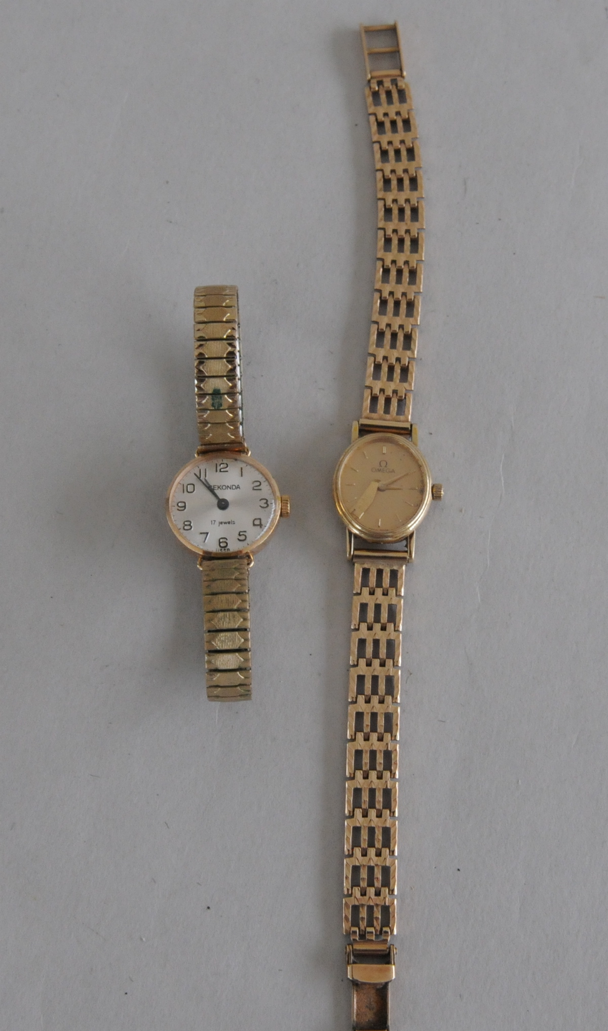 Lady's Omega 9ct gold bracelet watch & another, Sekonda.  (2).