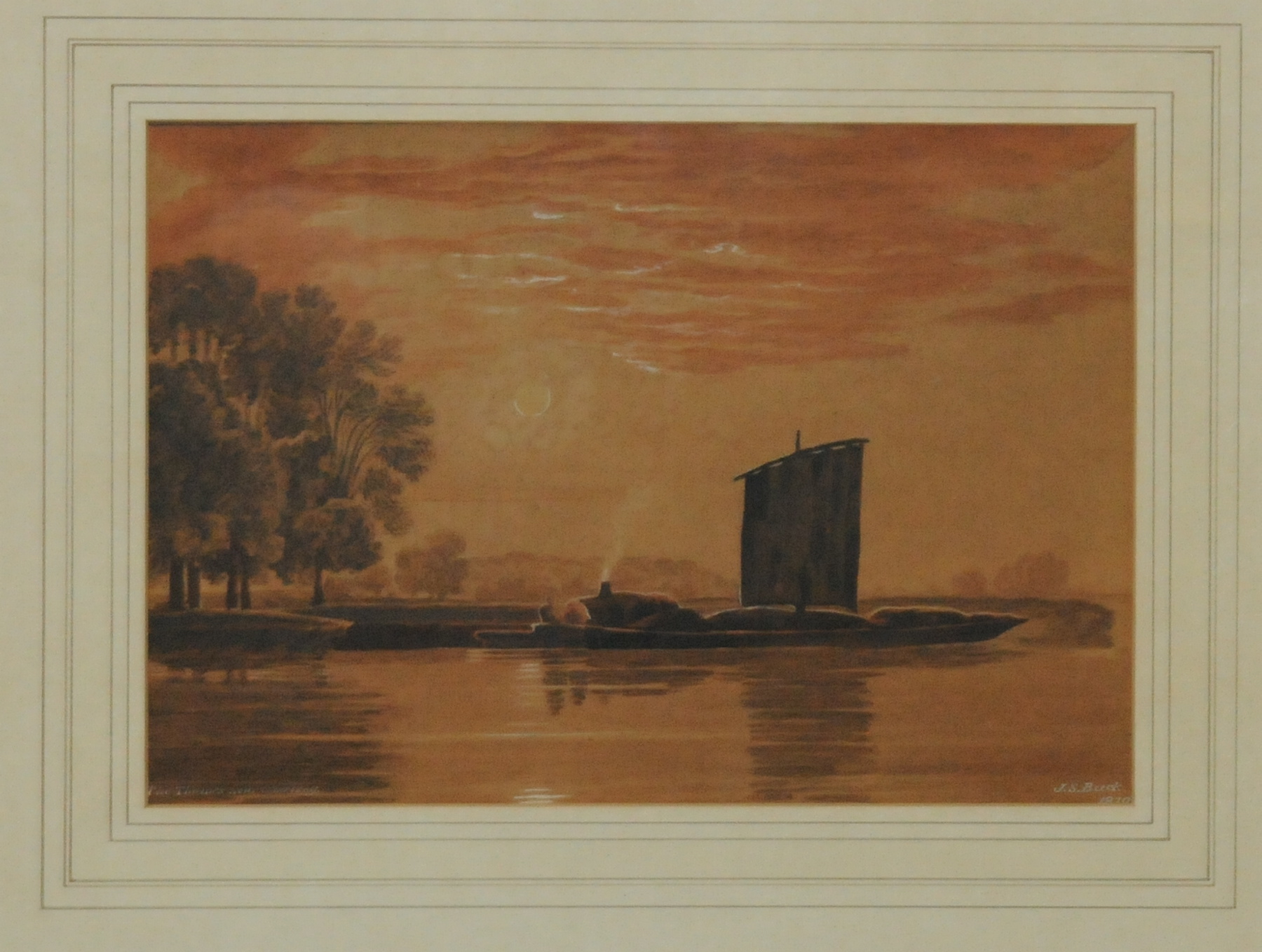 J. S. BLACK.
On the Thames near Chertsey.
Brown wash heightened with white.
7¼" x 10¼". Signed &