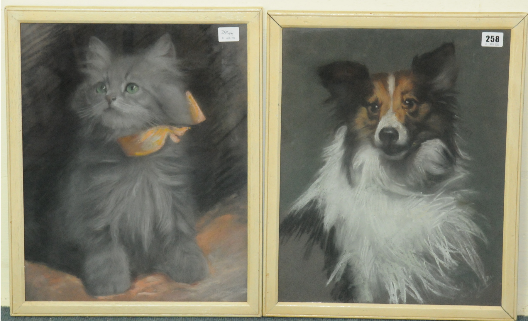 PATERSON.
Portraits of a Collie dog & a Persian cat - a pair.
Pastel. Each 17¼" x 13½.
One signed.