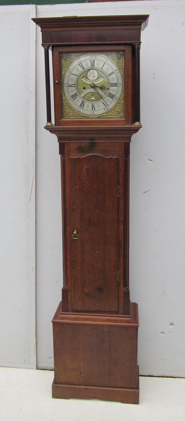 Good eight day longcase clock by William Porthouse, Penrith, 12¼" square brass & silvered dial