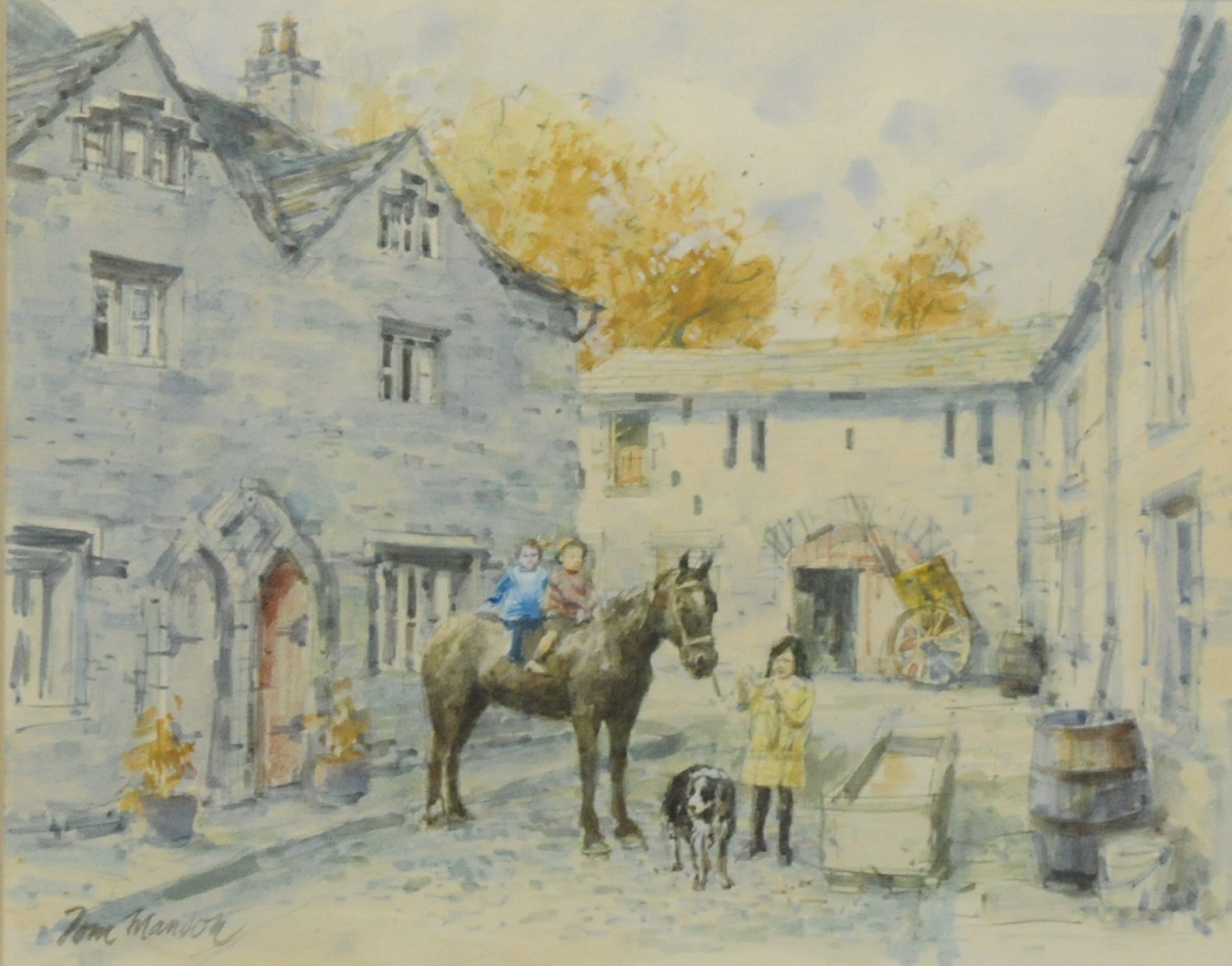 TOM MANSON
Farmyard scene with children
Watercolour over pencil
8" x 10", signed.