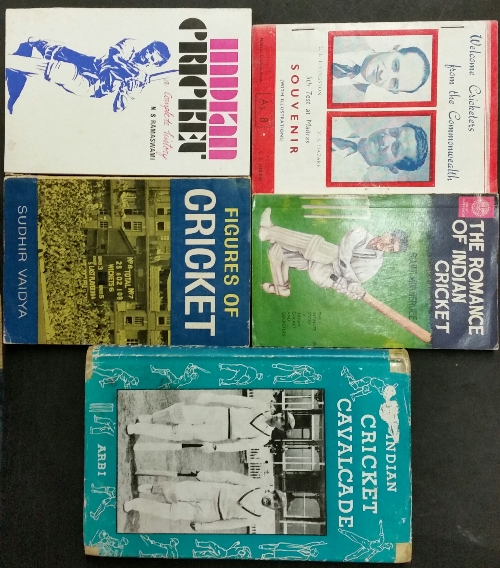 CRICKET, books on Indian cricket, inc. Indian Cricket Cavalcade, hardback with dj (tape repairs);