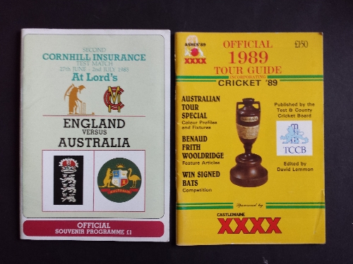 CRICKET, selection, inc. complete set of programmes for 1985 Ashes series and for both ODI;