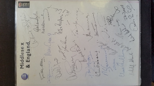 CRICKET, signed pages by England players, signed on relevant County pages, inc. Derbys (15),