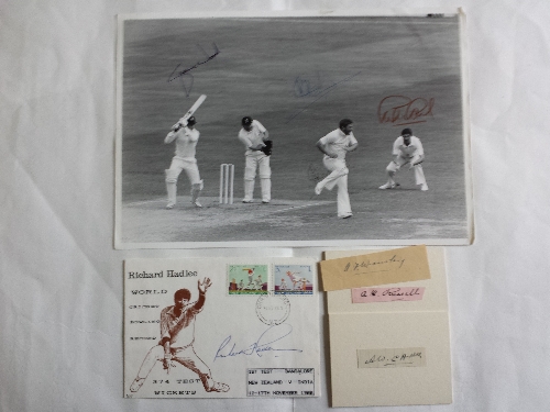 CRICKET, signed selection, inc. signed pieces, A.W. Carr, C.A.G. Russell (each laid down to card) &