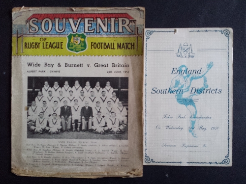 RUGBY LEAGUE, programmes from the 1950 G.B. Lions Tour to Australia, inc. 3rd test, 22nd July, at