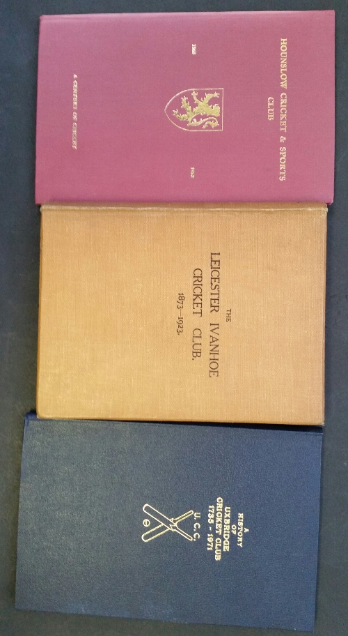 CRICKET, hardback editions of club histories, Uxbridge (2), 1735-1971 & 200 Not Out 1789-1989;
