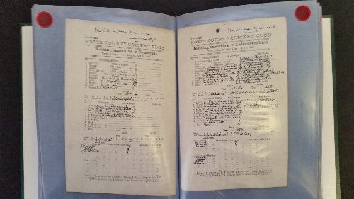 CRICKET, scorecards, Nottinghamshire matches, 1928 (13), 1929 (12) & 1930-1933, inc. v West Indies