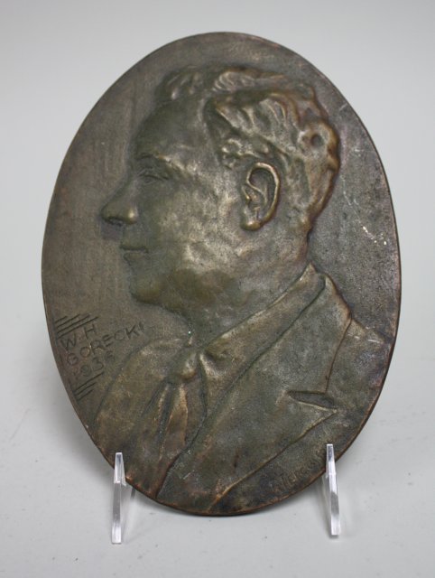W.H. Gorecki plaque, R. Fergusson Bronze plaque. 1936. Artist signed. Approx. 9.5"" x  6.75"".