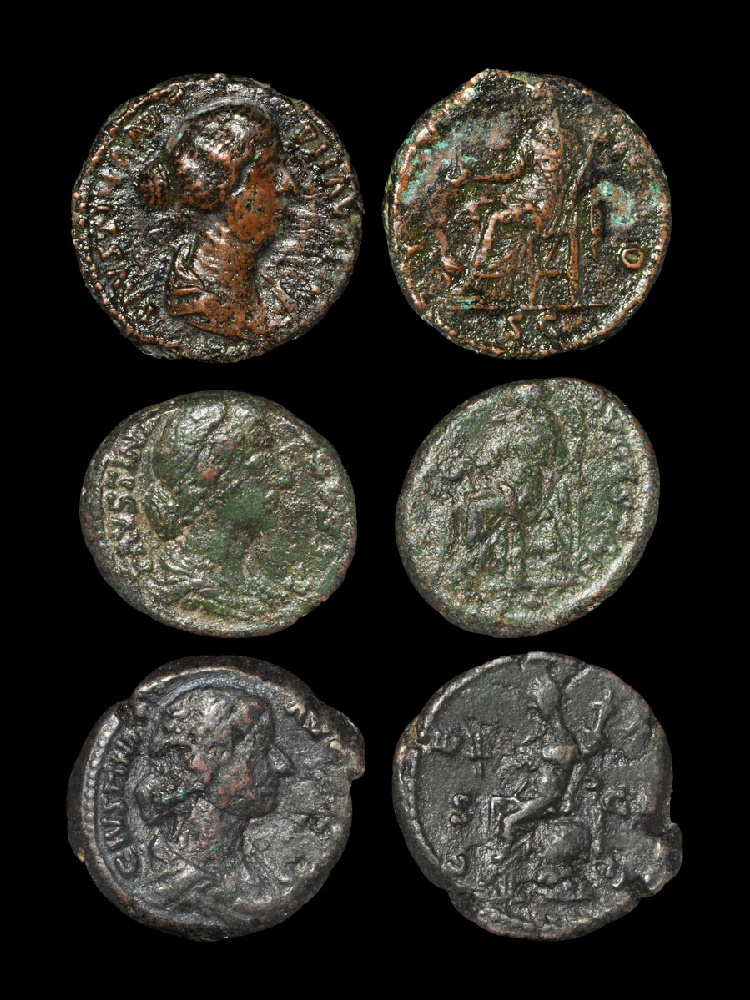 Ancient Roman Imperial Coins - Faustina II - Ases Group [3]154-75 AD, Rome mint. Revs: Juno, Salus