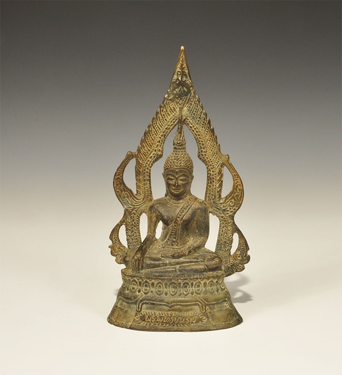 Thai Sukhotai Bronze Buddha Figurine19th century AD. A cast figurine of the Buddha seated cross-