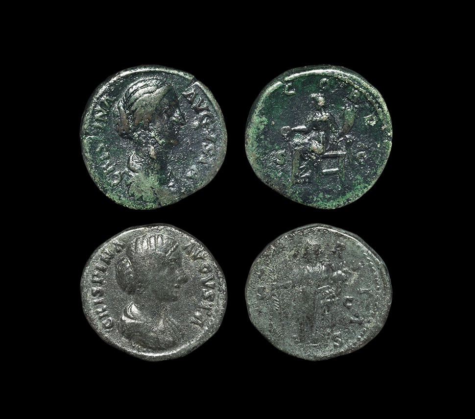 Ancient Roman Imperial Coins - Crispina - Concordia & Hilaritas Sestertii Group [2]180-182 AD,