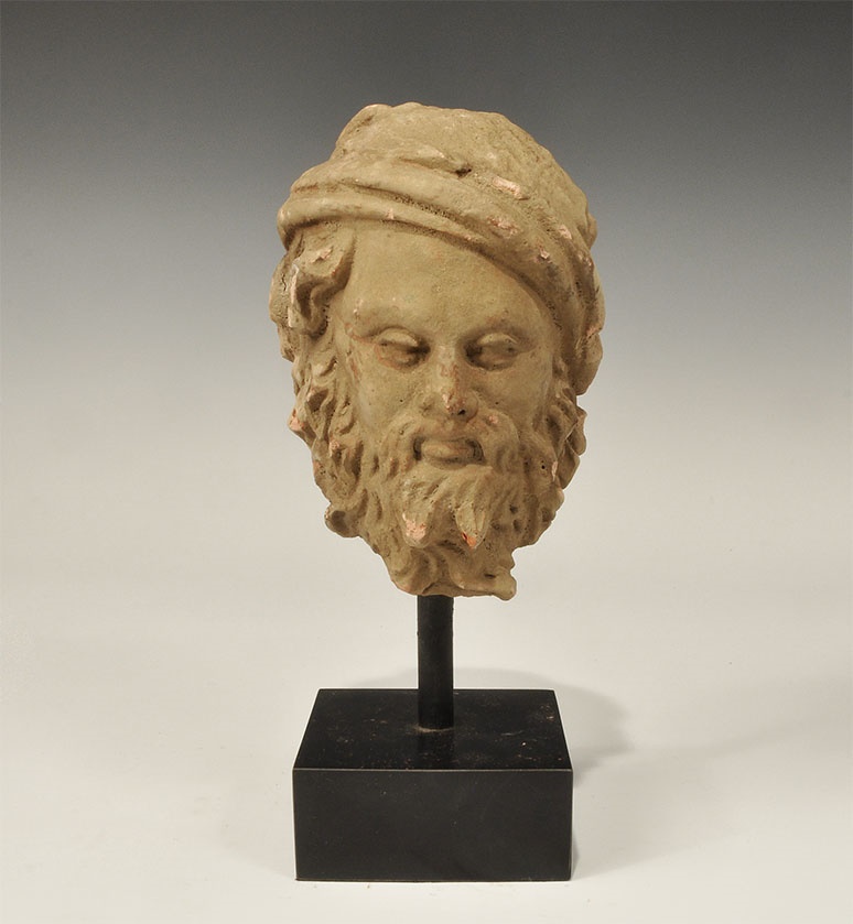 Gandharan Hellenistic Terracotta Philosopher Head1st century BC-1st century AD. A ceramic head of