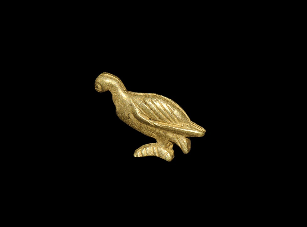 Egyptian Gold Red Breasted Goose PendantSaite Period, 624-525 BC. A cast amuletic pendant of a