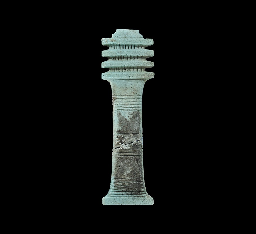 Egyptian Glazed Composition Djed ColumnLate Period, 664-332 BC. A very large blue-green amulet of