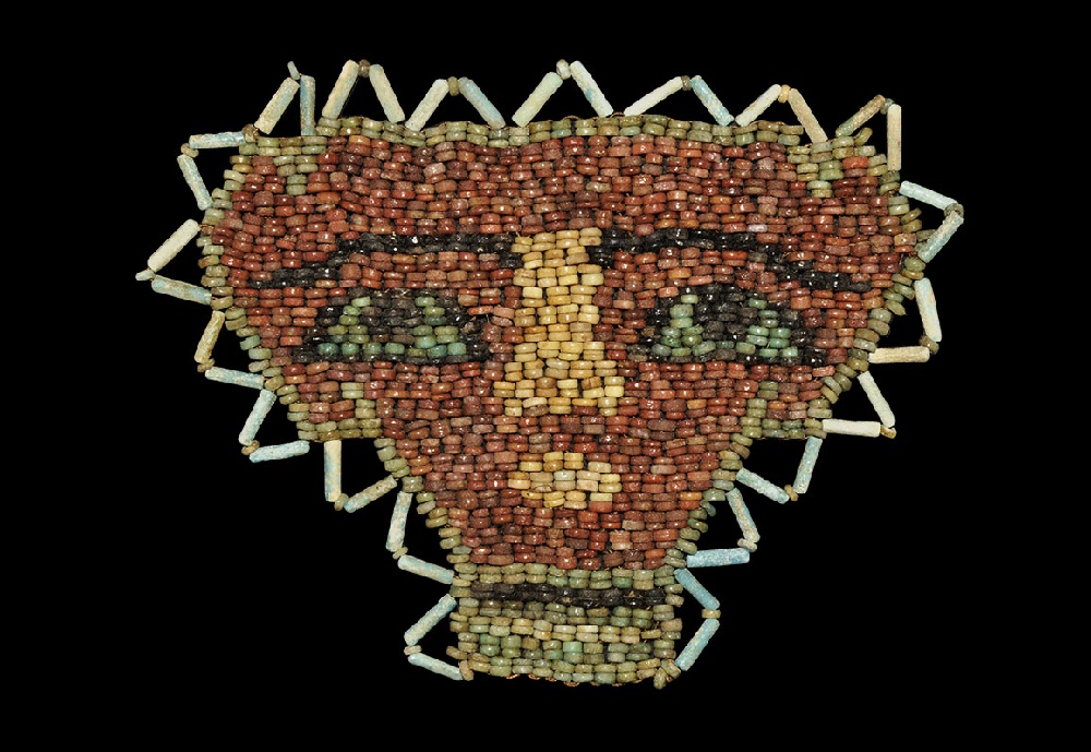 Egyptian Beaded Mummy MaskPtolemaic Period, 332-30 BC. A restrung panel of small glazed
