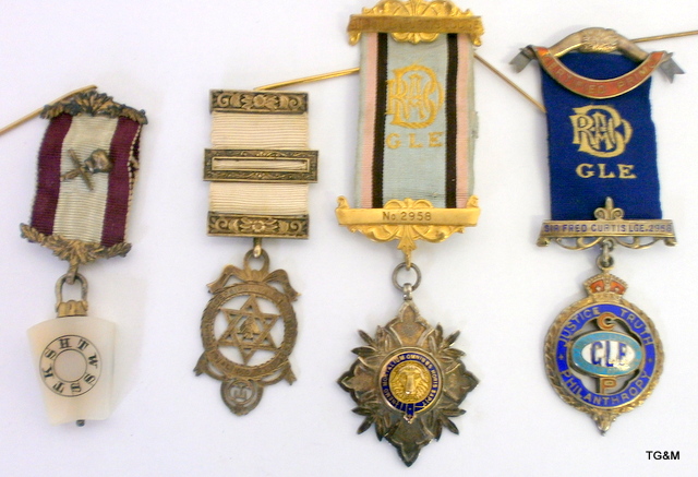 Four silver Masonic Jewels or Medals