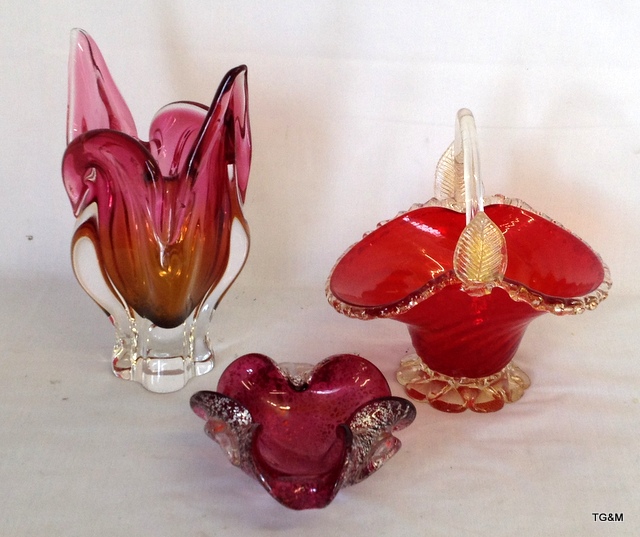 Three pieces of Murano glass