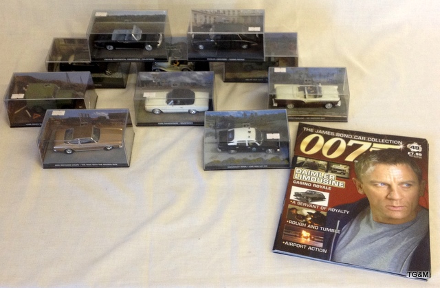 James Bond car collection 10 pieces N°41-50 including magazines