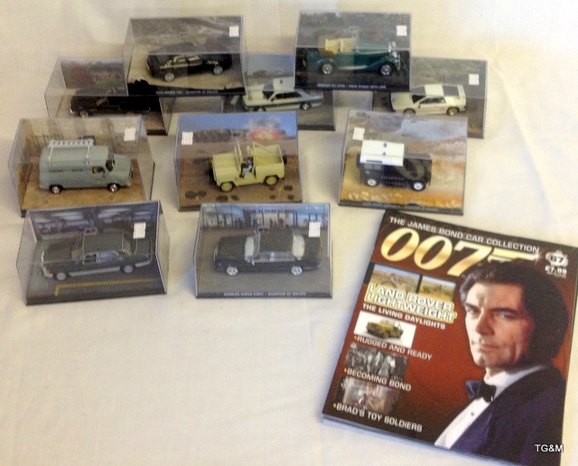 James Bond car collection 10 pieces N°61-70 including magazines