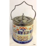 An Imari style biscuit barrel