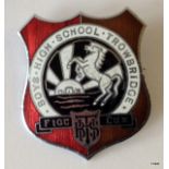 A pre 1974 vintage enamel lapel badge of the Boys High School Trowbridge