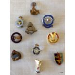 Ten Royal Air Force lapel badges including RAFVR