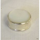 silver pill box with mother of pearl lid