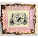 Sunderland lustre wall plaque mariner's compass.  19cm by 22cm.
