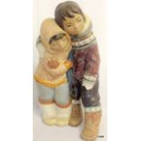 Large Lladro figurine of Eskimo Boy and Girl.  Matt finish, impressed no.2038.  38cm high